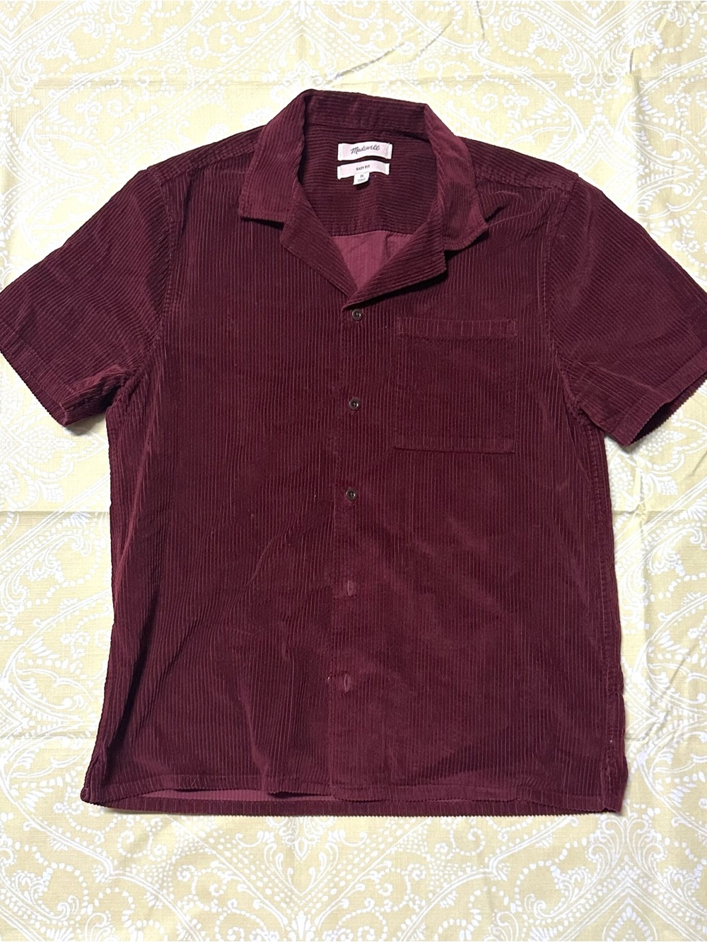 Madewell Men's Short-Sleeve Corduroy Shirt - Burgundy